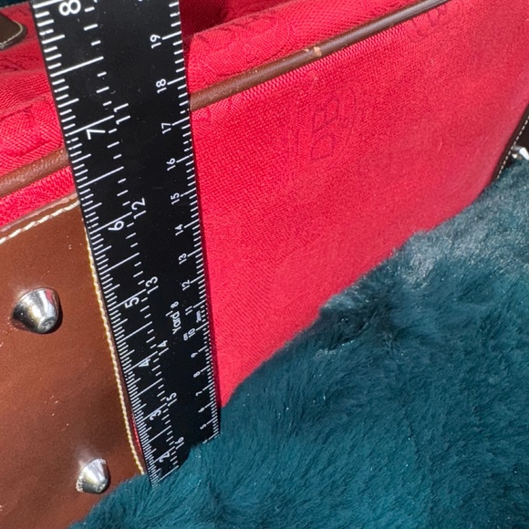 Dooney & Bourke Purse Tote Canvas & Leather LOGO Monogram D&B Red Purse Bag - Picture 13 of 14